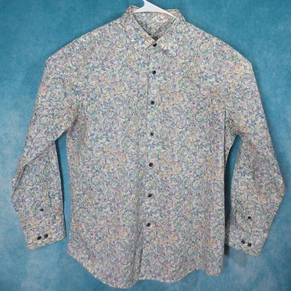 Tasso Elba Long Sleeve Button Up Floral Shirt, Men's, Size 16-16.5 - Picture 1 of 5